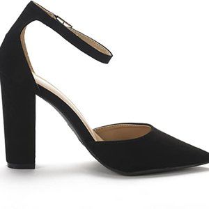 DREAM PAIRS Coco Pointed Toe High Heels Pumps in Black Suede Size 8.5 NWOT